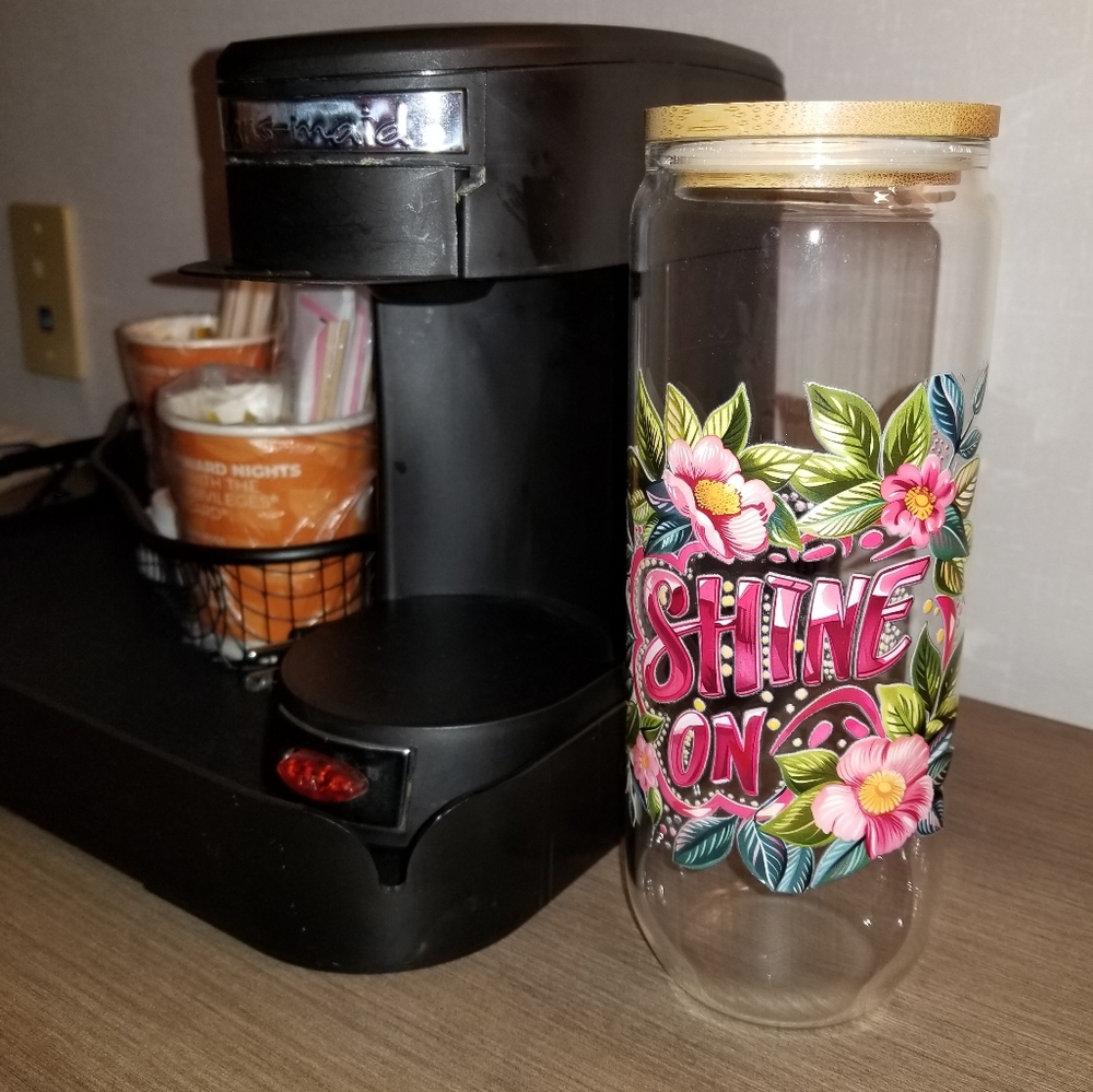 24oz  'Shine On' Floral Glass Tumbler With Bamboo Lid And Straw